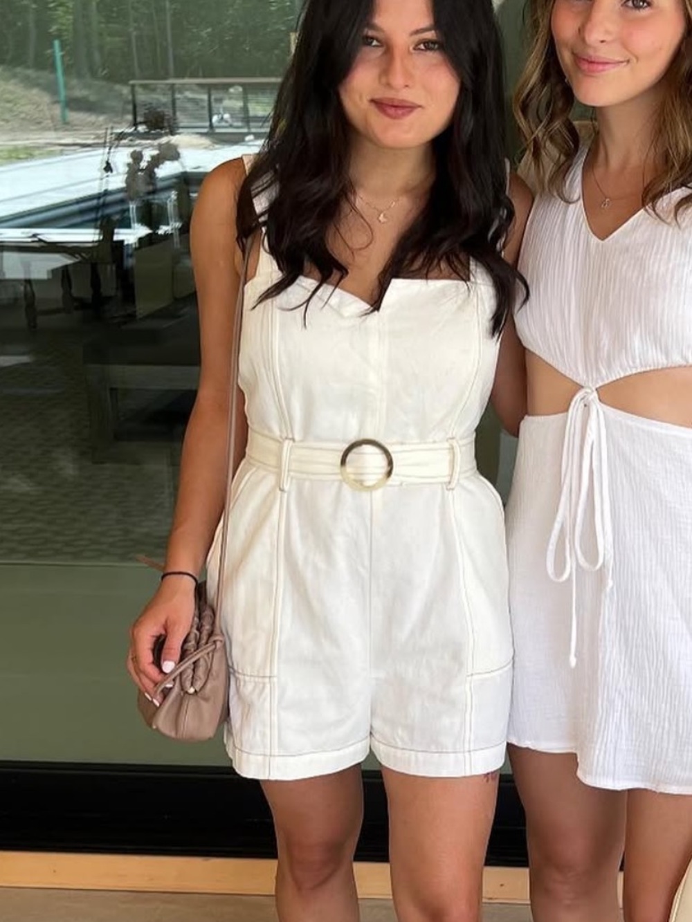 Intermix White Belted Romper with Ring Buckle